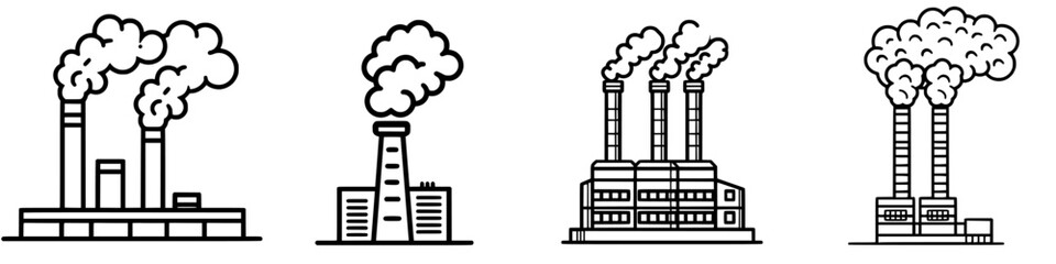 Obraz premium Industrial factories emitting smoke in a cityscape at dusk showcasing urban development and environmental challenges