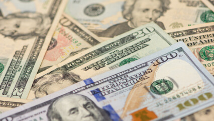 images of banknotes from various countries. photos of american dollars.