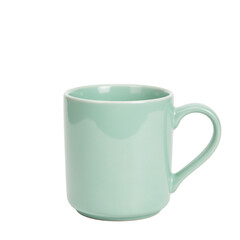 A serene mint green tea mug showcasing a sleek and polished design against a crisp white backdrop