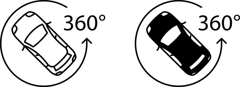 360 car overview icon, vector illustration