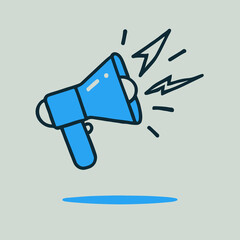 Minimalistic Flat Design Megaphone with Lightning Bolts