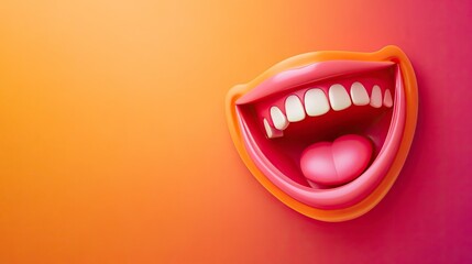 Naklejka premium Open Mouth with White Teeth and Tongue Illustration on Colorful Background