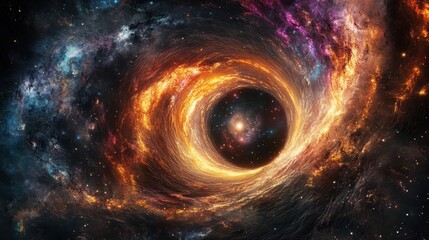 Cosmic swirl, nebula, black hole, space, universe, vibrant colors, galaxy, science fiction, artwork, background