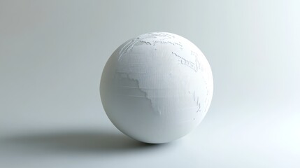 White 3D Model of Earth Globe Global Connectivity World Map