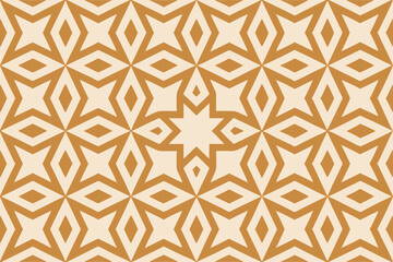 Fototapeta premium Abstract Geometric Star Pattern, Seamless Tile Design, Ochre and Beige Color Scheme