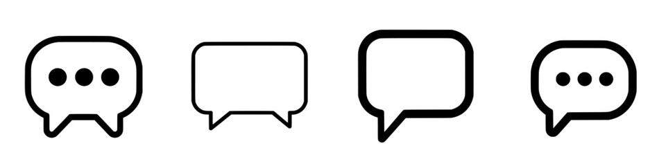 Various styles of speech bubbles showcased in a simple design on a white background for graphic use