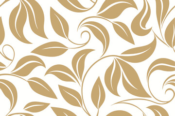 Beige Leaves Pattern NatureInspired Design with Elegant Floral and Leaf Motifs