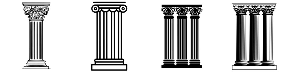 Obraz premium Classical columns showcasing different architectural styles in a historical design context
