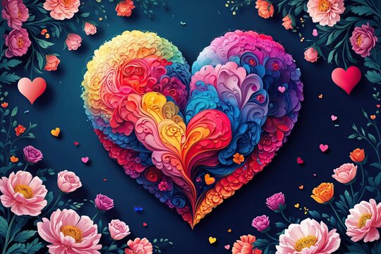 Whimsical Heart: Affectionate and Charming Artistic Vector Panorama