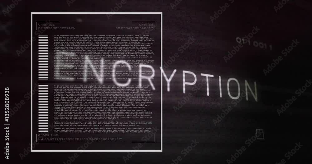 Poster overlaying document with code and data, animation highlighting cybersecurity theme