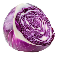 Fototapeta premium Purple cabbage showcasing vibrant color and unique texture isolated on white background for culinary use, half Purple cabbageisolated on white background