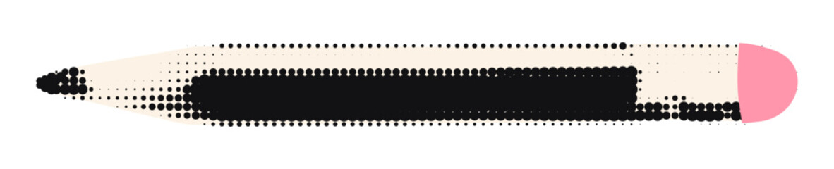 School pencil with rubber eraser halftone art collage element. Paper clipping shape, cut out sticker for back to school concept. Modern retro vector illustration for mixed media design