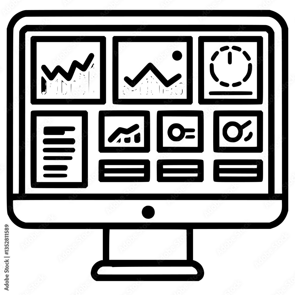 Fototapete dashboard displaying various analytical graphs and metrics for data analysis in a workspace setting