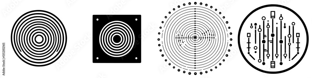 Aufkleber intricate patterns created with concentric circles and geometric shapes for artistic and design insp