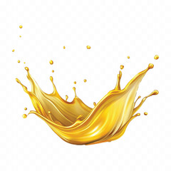 realistic 3d splash of yellow juice or liquid oil isolated on white background