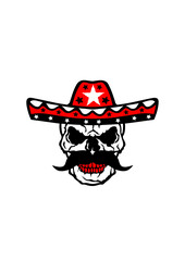 tete de mort chapeau mexicain crane
