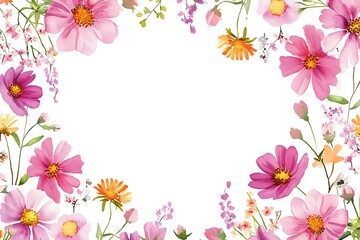 Fototapeta premium Wildflower Whispers A Cosmos & Yarrow Border 