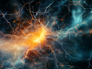 Abstract visualization of neural connections with glowing energy, symbolizing brain activity