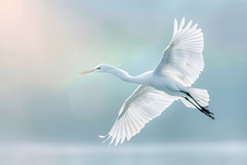 Graceful Bird in Flight with Outstretched Wings Against a Pristine Blue Sky Capturing Sense of Calm and Freedom
