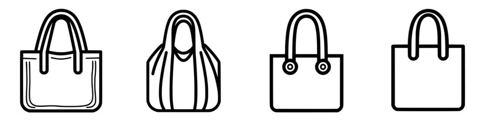 Fototapeta premium Variety of stylish tote bags showcasing unique designs and shapes in a minimalist style for modern shoppers