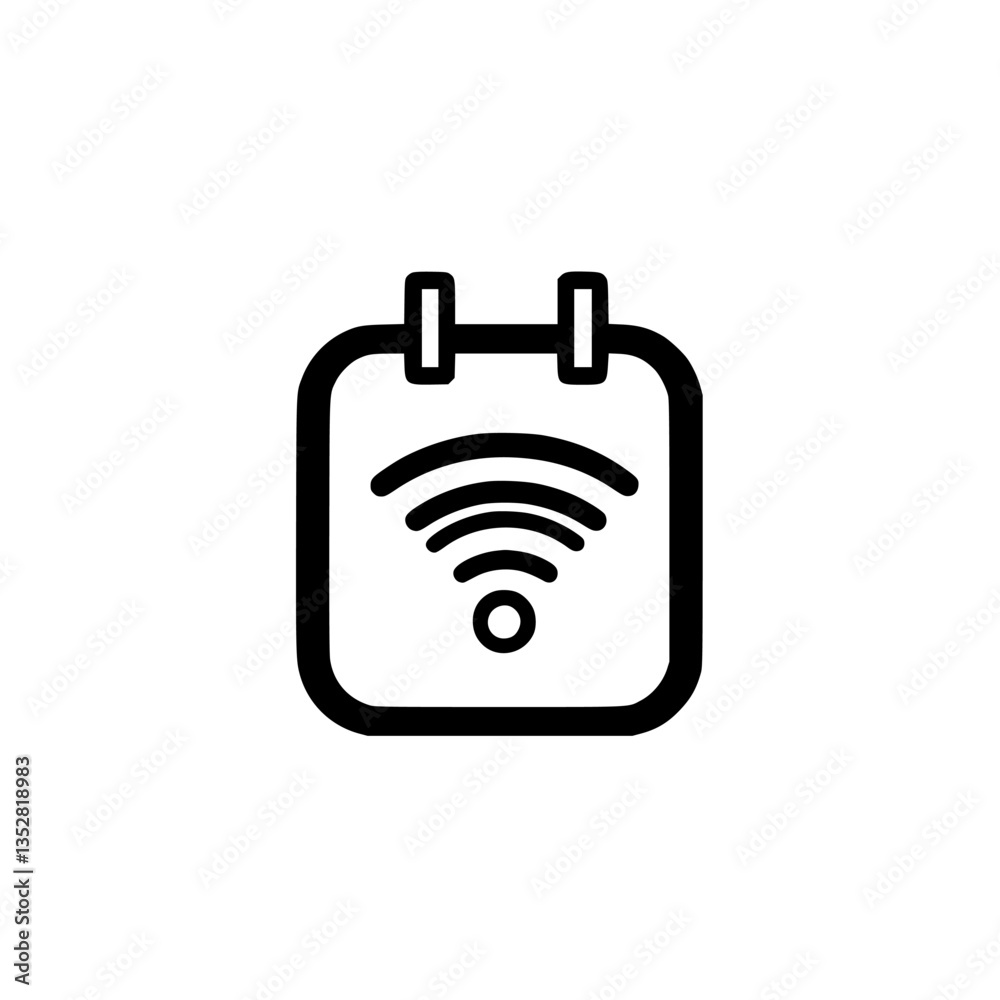 Poster Calendar icon with wireless signal representing connectivity and digital scheduling features for events and reminders
