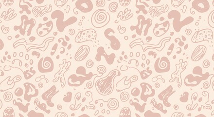 A playful hand-drawn doodle pattern with random shapes.