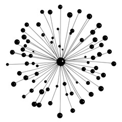Artistic representation of radial symmetry with black circles on a white background