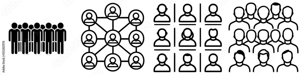 Poster visual representation of networking concepts with diverse groups and connections illustrated in a si