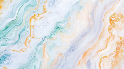 Fototapeta premium Marble texture with swirls of orange, green, and white in an elegant abstract background