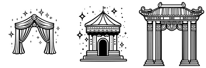 Obraz premium Decorative elements showcasing elaborate stage design and architecture in a creative setting