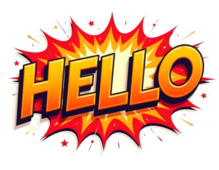 Retro HELLO wording, yellow comic style lettering, pop art word design vector Adobe Illustrator Artwork	
