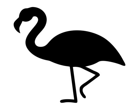 Silhouette of a Flamingo: The elegant outline of a flamingo stands out in stark contrast, its graceful form captured in a striking silhouette against a clean backdrop. AI Generative
