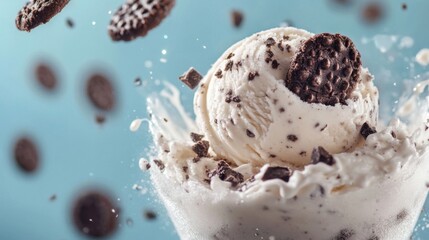 Fototapeta premium Creamy Vanilla Ice Cream with Chocolate Cookies