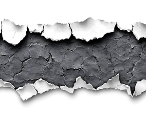 Torn paper reveals a textured dark surface beneath the breach
