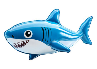 Obraz premium A funny pool float toy in the shape of a Blue shark, isolated over transparent background, PNG cut-out