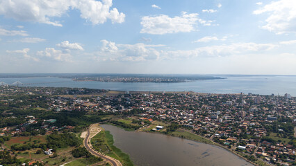 Encarnación City, in the background Posadas City.