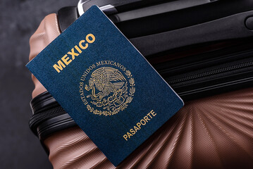 International passport of a citizen of Mexico on a suitcase