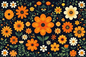 Vibrant Orange Flower Icons Vector Set for Cheerful Floral Design