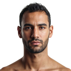 Obraz premium Imposing Middle Eastern man staring confidently at the camera displaying intense eyes and a serious expression