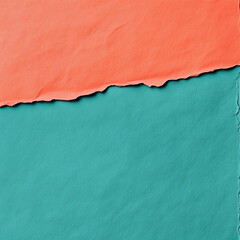 Torn Edge Teal and Coral Ripped Paper Texture Two Tone Abstract Background Fine Smooth Grain Closeup 