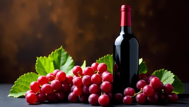 National wine day may 25. Red wine with grapes on spongy dark background.