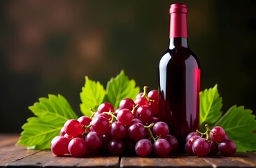 National wine day may 25. Red wine with grapes on spongy dark background.