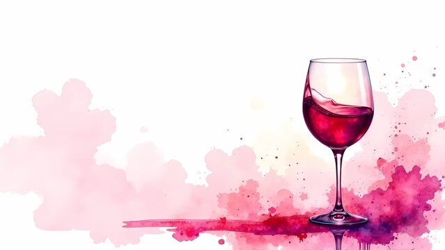National wine day may 25. Colorful watercolor illustration with red wine.