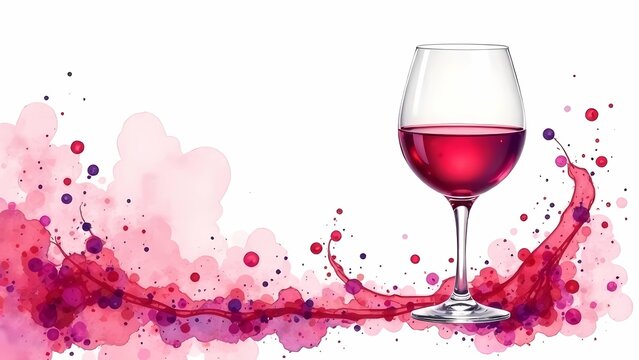 National wine day may 25. Colorful watercolor illustration with red wine.
