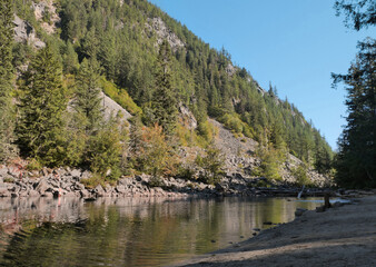 Lindeman Lake located in the Chilliwack Lake Provincial Park during a summer season in Chilliwack, British Columbia, Canada
