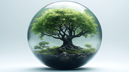 Glass Sphere Tree Ecosystem Studio Background