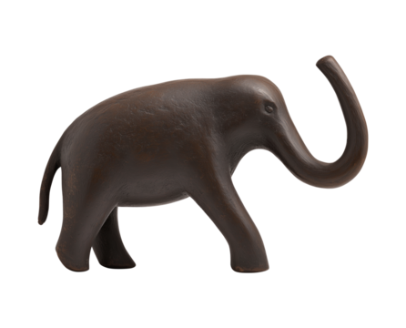 An antique style elephant sculpture side view, isolated against a transparent background - Powered by Adobe