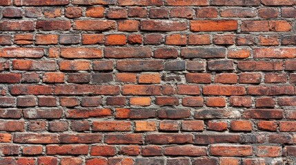 Fototapeta premium Old Brick Wall Texture with Red and Brown Bricks Background