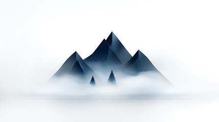 Abstract Misty Mountain Landscape with Soft Blue Hues