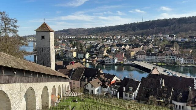 Schaffhausen, Switzerland: Historic city centre of the Swiss city of Schaffhausen, view from thr Munot fortress